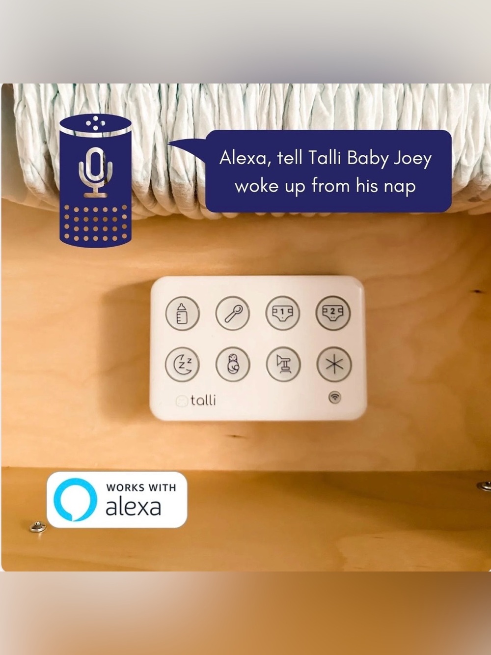 TALLIA White Smart Baby Monitor Hub with Icon Buttons